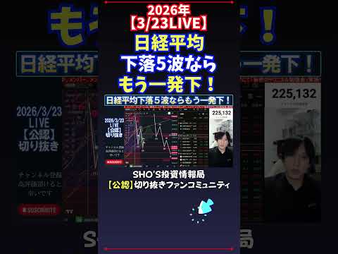 【3/23LIVE】日経平均下落5波ならもう一発下！ 日経平均株価 投資