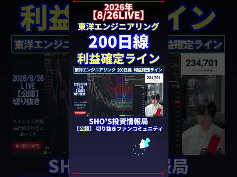 【8/26LIVE】東洋エンジニアリングの200日線×利益確定ラインを徹底解説｜日経平均との関係も話題