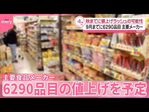 【食品値上げ】秋までにラッシュの可能性  主要食品メーカー195社、9月までに6290品目を値上げ予定 サムネイル