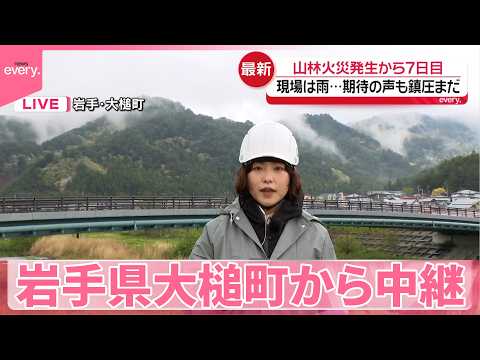 【岩手･山林火災】発生から7日目  雨で期待の声も鎮圧まだ【中継】 サムネイル