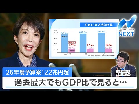 26年度予算案122兆円超 過去最大でもGDP比で見ると…【NIKKEI NEWS NEXT】 サムネイル