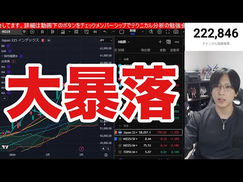 3/3【緊急.日本株大暴落‼イラン情勢緊迫で日経平均1800円急落】円安加速でドル円１５７円、WTI原油急騰。半導体株… サムネイル