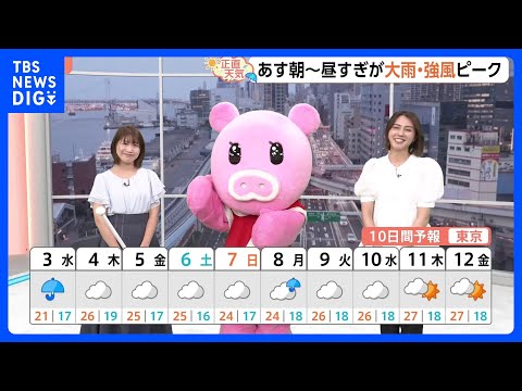 【6月3日 関東の天気】朝～昼すぎが大雨・強風ピーク｜TBS NEWS DIG サムネイル