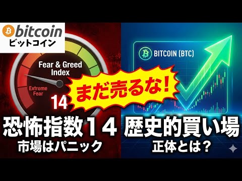 【仮想通貨 ビットコイン】まだ売るな！狼狽売りは資産を溶かします。恐怖指数14が示す歴史的な「買いシグナル」の正体に要… サムネイル