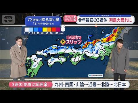 【全国の天気】今年最初の3連休 列島大荒れに　ドカ雪・猛吹雪 交通機関に影響【スーパーJチャンネル】(2026年1月9… サムネイル