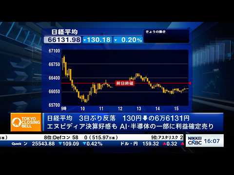 日経平均3日ぶり反落もグロース反発！NVIDIA好決算＆株式分割で相場は“神回”なるか【日経CNBCきょうのポイント】
