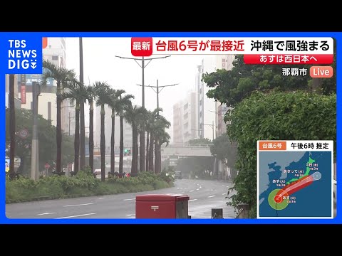 【台風6号接近中】沖縄で風強まる…うるま市で最大瞬間風速40m超え、6人がけが　那覇市から中継｜TBS NEWS DIG