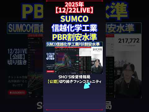 【12/22LIVE】SUMCO信越化学工業PBR割安水準 日経平均株価 投資 サムネイル