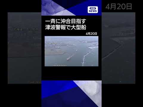 【ニュース】【動画】一斉に沖合を目指す大型船　北海道・苫小牧市　北海道・東北に一時津波警報(2026年4月20日) サムネイル