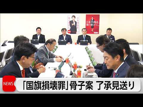 自民党 「国旗損壊罪」法案の骨子案示す  了承は見送り サムネイル