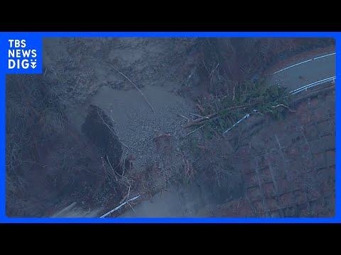 静岡市の県道で土砂崩れ　通行止め続く　温泉施設の宿泊客など約80人が孤立｜TBS NEWS DIG