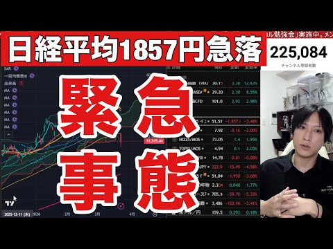 3/23【日本株大暴落続く。日経平均1857円急落ヤバイ‼️】中東情勢緊迫で世界同時株安。ドル円159円。WTI原油1…