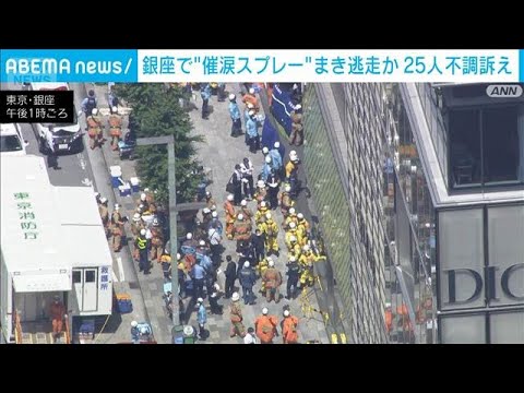 銀座で催涙スプレーか　その後逃走…25人不調訴え(2026年5月25日) サムネイル