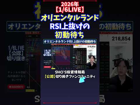 【1/6LIVE】オリエンタルランドRSI上抜けの初動待ち 日経平均株価 投資 サムネイル