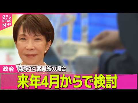 【政治】高市首相が実現目指す消費減税　税率1％案実施の場合、来年4月からで検討 ──政治ニュースまとめ （日テレNEW…