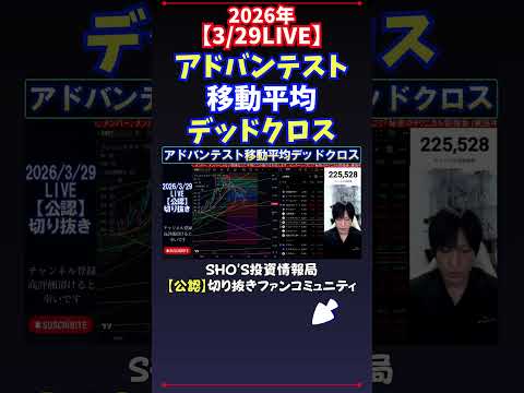 【3/29LIVE】アドバンテスト移動平均デッドクロス 日経平均株価 投資