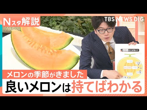 おいしいメロンの見分け方、ツルに近い上部と、下部のおしりではどちらが甘い？【Nスタ解説】｜TBS NEWS DIG サムネイル