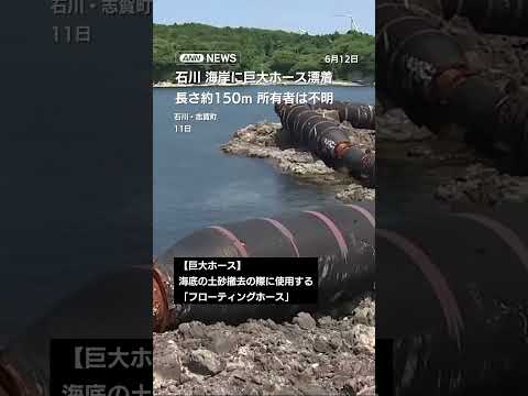 石川 海岸に巨大ホース漂着　長さ約150m 所有者は不明 shorts サムネイル