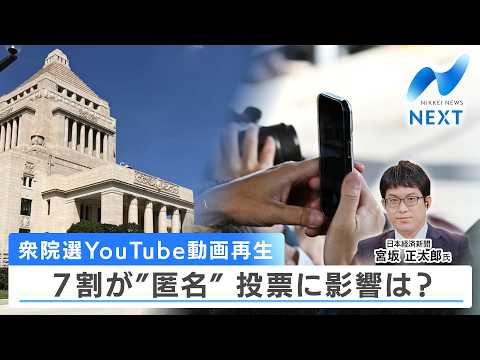 衆院選YouTube動画再生 7割が“匿名” 投票に影響は？【NIKKEI NEWS NEXT】 サムネイル