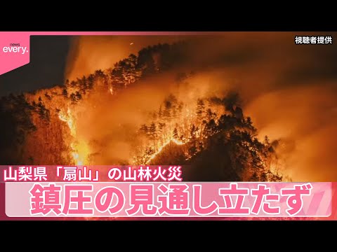 【鎮圧の見通し立たず】「扇山」山林火災発生から10日目　およそ371ヘクタール焼失 サムネイル