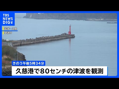 岩手・久慈市で80センチの津波観測　陸前高田市では高台へ避難する人々の姿も　青森県で最大震度5強｜TBS NEWS D… サムネイル