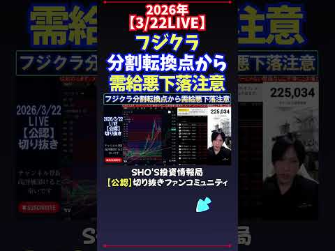 【3/22LIVE】フジクラ分割転換点から需給悪下落注意 日経平均株価 投資