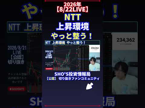 【8/21 LIVE】NTT“上昇環境”整う最新状況|日経平均株価の投資ポイントも話題整理