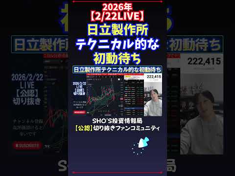 【2/22LIVE】日立製作所テクニカル的な初動待ち 日経平均株価 投資 サムネイル