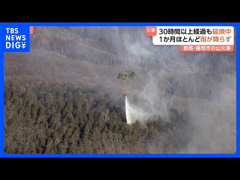 群馬・藤岡市の山林火災　30時間経過も延焼中　47ヘクタールに被害拡大　この1か月ほとんど雨降らず“林野火災注意報”｜… サムネイル