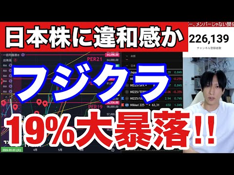 5/14【フジクラ19％大暴落‼日本株に違和感】AI半導体株急落で日経平均→TOPIXバリュ株シフトか⁉ドル円157円… サムネイル