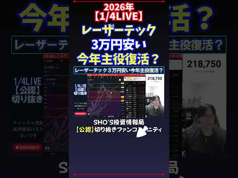 【1/4LIVE】レーザーテック3万円安い今年主役復活？ 日経平均株価 投資 サムネイル
