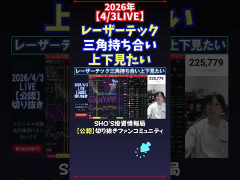 【4/3LIVE】レーザーテック三角持ち合い上下見たい 日経平均株価 投資 サムネイル