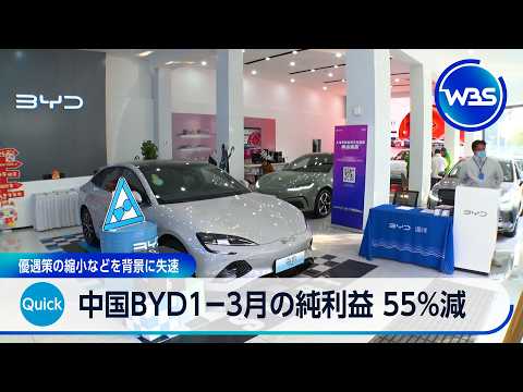 中国BYD1-3月の純利益 55％減 優遇策の縮小などを背景に失速【WBS】 サムネイル