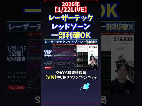 【1/22LIVE】レーザーテックレッドゾーン一部利確OK 日経平均株価 投資 サムネイル