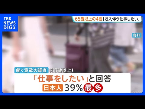 65歳以上の4割「収入伴う仕事をしたい」　経済的に不安のある高齢者の割合が他国と比べて高い結果に　高齢社会白書｜TBS… サムネイル