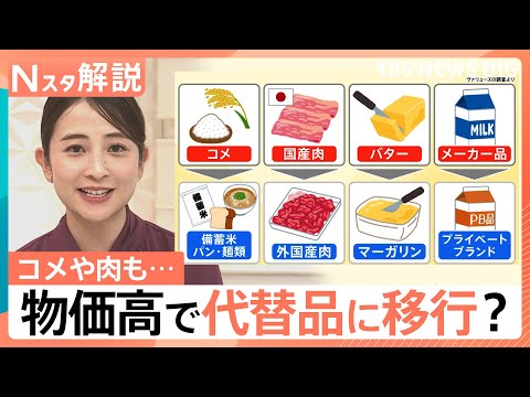 物価高で「バター」→「マーガリン」 お米や肉も“代替品”に？　来年も“値上げ”続く見通し【Nスタ解説】｜TBS NEW… サムネイル