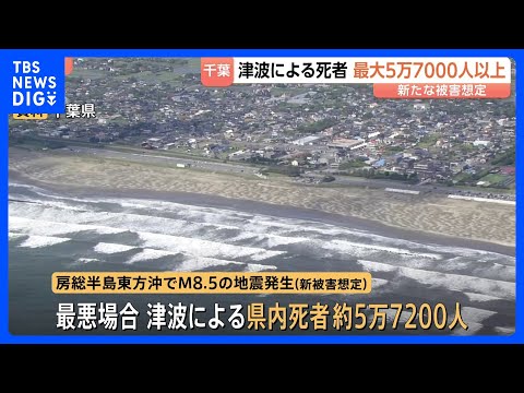 千葉県が大規模地震の被害想定を更新　県内で最大12.8mの津波を観測も　死者は最悪の場合5万7000人以上に｜TBS… サムネイル