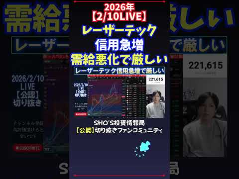 【2/10LIVE】レーザーテック信用急増需給悪化で厳しい 日経平均株価 投資 サムネイル