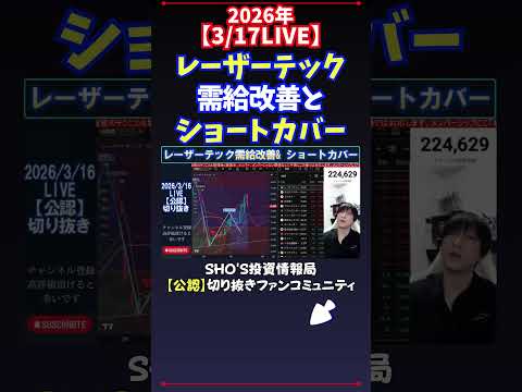 【3/17LIVE】レーザーテック需給改善とショートカバー 日経平均株価 投資