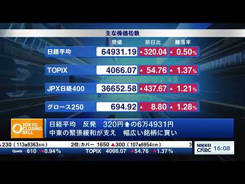 日経平均反発、原油安支えにプライム9割上昇　キオクシアは5万円割れ寸前【日経CNBC／きょうのポイント、明日のヒント】