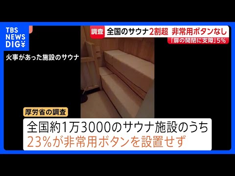 約2割が非常用ボタンを設置せず　全国のサウナ施設調査　「開閉に支障」全体の5％ 東京・赤坂の個室サウナ店で夫婦死亡の火… サムネイル