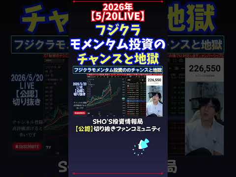 【5/20LIVE】フジクラモメンタム投資のチャンスと地獄 日経平均株価 投資 サムネイル