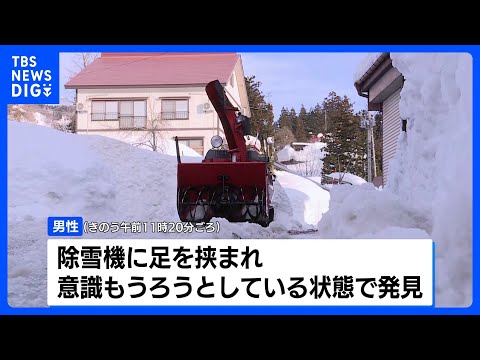 新潟・上越市で除雪機に足挟まれ男性死亡　県内の雪の死者18人に　知事が注意呼びかけ｜TBS NEWS DIG サムネイル