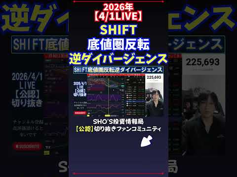 【4/1LIVE】SHIFT底値圏反転逆ダイバージェンス 日経平均株価 投資